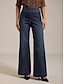 baratos calças e shorts-Slimming Stretch Denim Wide Leg Pants