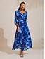 preiswerte Maxi-Kleider-Abstract Floral Knot Front Flared Sleeve Maxi Dress