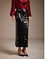 abordables afueras-Vintage Sequin Glitter Lined Party Midi Skirt