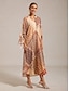 abordables Robes Maxi-Geometric Floral Patchwork Stand Collar Maxi Dress