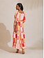 abordables Vestidos Maxi-Brand Skater Design Floral Print Material Dress