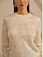 cheap Knitwear-Wool Knit Floral Organza Sweater