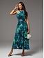 billige Maxikjoler-Abstract Floral Ruffle Maxi Dress