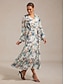 baratos Vestidos Tamanhos Grandes-Shirred Floral Chiffon Maxi Dress
