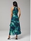 billige Maxikjoler-Abstract Floral Ruffle Maxi Dress