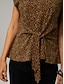 preiswerte Blusen-Leopard Twist Design Cotton Top