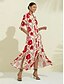 cheap Maxi Dresses-Casual Abstract Floral Long Dress Shirt