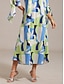 abordables Robes Maxi-Geometric Floral Patchwork Stand Collar Maxi Dress