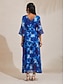 preiswerte Maxi-Kleider-Abstract Floral Knot Front Flared Sleeve Maxi Dress
