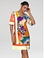 preiswerte Midikleider-Vacation V-Neck Floral Print Satin Midi Dress