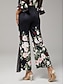 preiswerte Hose-Stretch Floral Chiffon Fabric Flared Pants