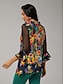 economico bluse-Floral Print Bateau Neck Chiffon Blouse