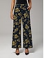 abordables jeans-Denim Floral Print Straight Leg Pants