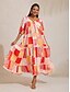 abordables Vestidos Maxi-Brand Skater Design Floral Print Material Dress