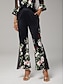 preiswerte Hose-Stretch Floral Chiffon Fabric Flared Pants