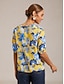 cheap Blouses-Artistic Floral Print Viscose Vacation Top