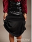 abordables afueras-Vintage Sequin Glitter Lined Party Midi Skirt