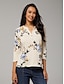 abordables blusas-Stretch Cotton Floral Print T Shirt