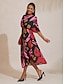 cheap Maxi Dresses-Slub Chiffon Abstract Floral Print Maxi Dress Vacation