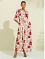 cheap Maxi Dresses-Casual Abstract Floral Long Dress Shirt