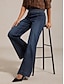 baratos calças e shorts-Slimming Stretch Denim Wide Leg Pants