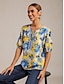 cheap Blouses-Artistic Floral Print Viscose Vacation Top