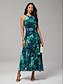 billige Maxikjoler-Abstract Floral Ruffle Maxi Dress