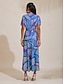 cheap Maxi Dresses-Abstract Satin Maxi Dress Block Print