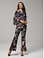 abordables Pantalon-Stretch Chiffon Floral Pants