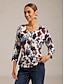 cheap Blouses-Brush Print Stretch Blouse