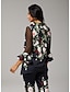preiswerte Blusen-Floral Stretch Chiffon Bateau Blouse
