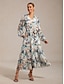 baratos Vestidos Tamanhos Grandes-Shirred Floral Chiffon Maxi Dress