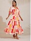 abordables Vestidos Maxi-Brand Skater Design Floral Print Material Dress