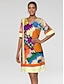 preiswerte Midikleider-Vacation V-Neck Floral Print Satin Midi Dress