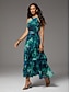 billige Maxikjoler-Abstract Floral Ruffle Maxi Dress