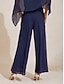 economico Pantaloni-Layered Slit Stretch Wide Leg Pants