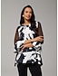 abordables blouses-Floral Print Chiffon Sleeve Bateau Neck Blouse