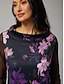 economico bluse-Floral Print Chiffon Bateau Blouse