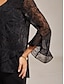 cheap Blouses-Chiffon Flocked Sheer Party Blouse