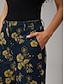 abordables jeans-Denim Floral Print Straight Leg Pants