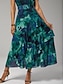 billige Maxikjoler-Abstract Floral Ruffle Maxi Dress