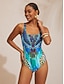 abordables une pièce-Feather Leopard Print Fitted Swimsuit