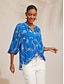 abordables blouses-Ocean Elements Print Loose Chiffon Top
