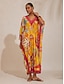 abordables Robes Midi-Paisley Floral Chiffon Dolman Maxi Dress