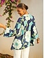 abordables blouses-Floral Chiffon High Low Short Shirt