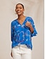 abordables blouses-Ocean Elements Print Loose Chiffon Top
