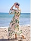 cheap Maxi Dresses-Botanical Print Chiffon Maxi Dress