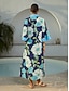 abordables Robes Maxi-Color Block Floral Dolman Maxi Dress