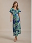 cheap Maxi Dresses-Paisley Satin Maxi Dress