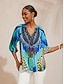 cheap Blouses-Jungle Print Chiffon Vacation Top